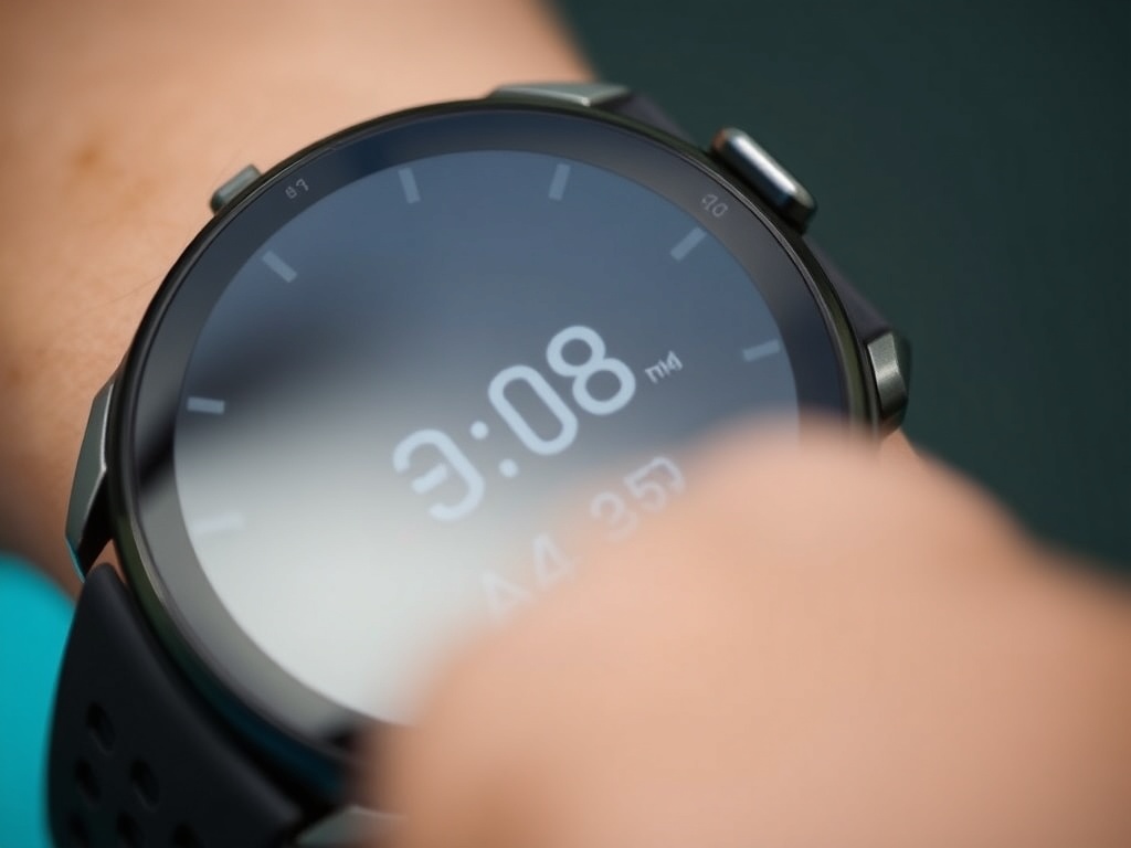 손목에 찬 스마트워치 화면에 수영 스트로크 횟수와 페이스 데이터가 표시된 모습