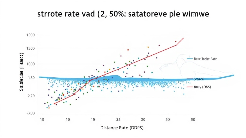수영 선수가 물속에서 스트로크를 하며 한 사이클 동안 이동하는 거리와 리듬을 분석하는 모습